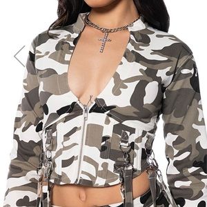 NWT Akira camo corset top L